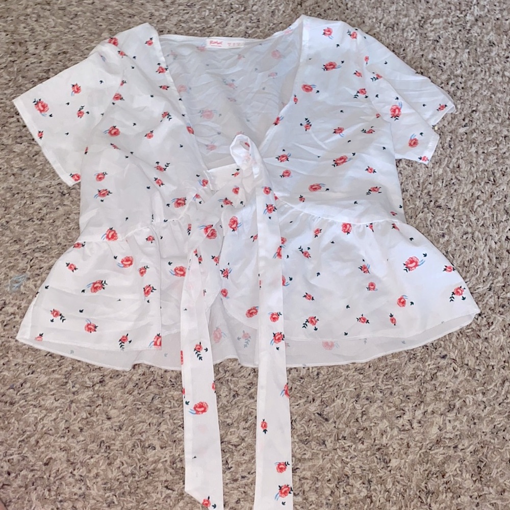 floral blouse tie top
